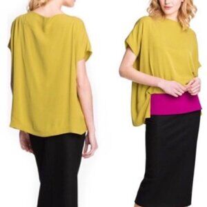 DVF 100% Silk Blouse | Mustard & Purple | L